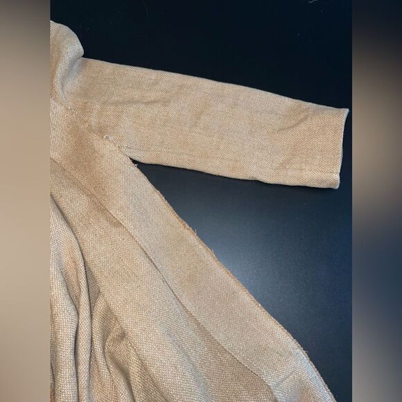 Souvenir Italy Lightweight Ecru Linen Duster Coat w/ Raw-Edge Collar Large EUC - Picture 6 of 6
